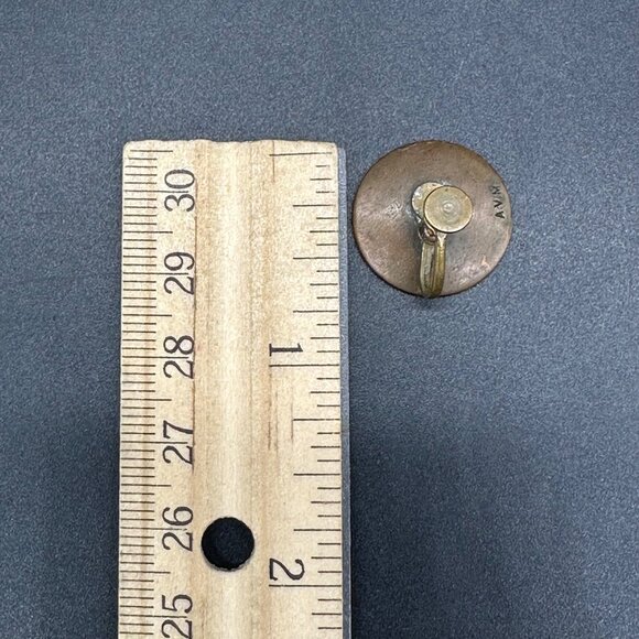 Vintage Screw Back Earrings Blue White Enamel On Copper Round AVM Celestial - Picture 9 of 9